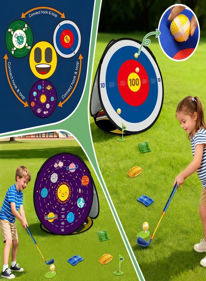 POWCAVA Kids Golf Set with Club - 28Pcs 4-in-1 Kids Sticky Golf Games Set, 4 -Sided Golf Chipping Net，Multiple Game Modes, Sports Outdoor Indoor Toys, Christmas Birthday for Girls Boys - Image 5