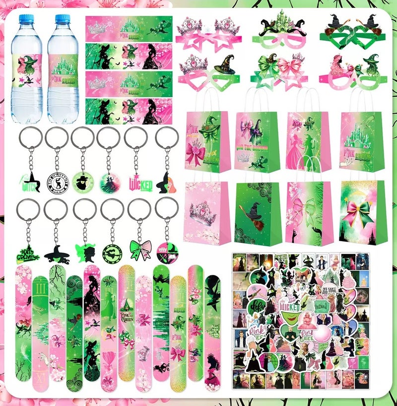 JAYATO 118Pcs Magic Witch Kids Birthday Party Favors Bundle | Water Bottle Stickers, Party Cups, Slap Bracelets, Keychains, Paper Gift Bags, Decor Stickers, Complete Party Supplies Goodie Bag Fillers - Image 1