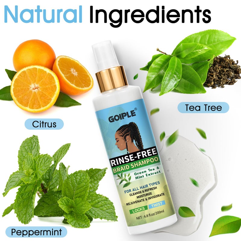 Goiple Braid Foam Control Mousse Braiding Mousse No-Water Braid Shampoo for Braids, Twist, Locs - Hair Foaming No Flake Extra Hold - Rinse-Free Dreadlock Shampoo for Build-Up, Odor, Itch & Flakes(2PCS) - Image 3