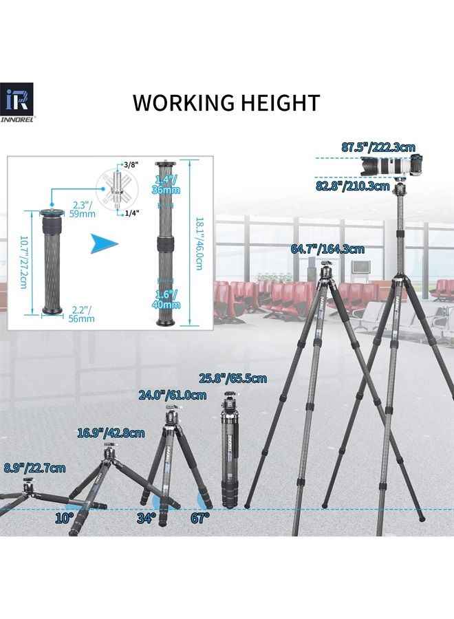 Innorel 10-Layer Carbon Fiber Compact Tripod KT404C Professional 40mm Tube Heavy Duty Camera Stand for Digital DSLR Video Camcorder with 52mm Low Profile Panoramic Ballhead Center Column Load 30kg - Image 4