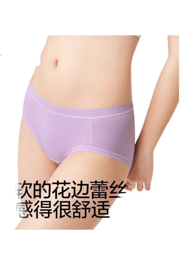 purcotton Women'S Cotton Lace Triangle Panties Deep Burgundy Purple + Wind Chime Purple + Light Pink Purple 165 - Image 2