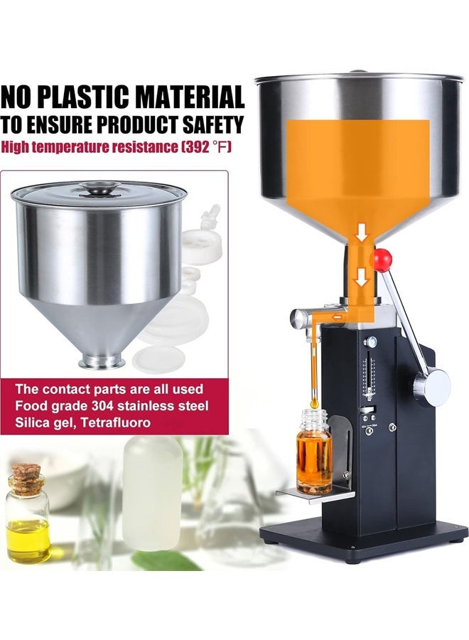 L&E Manual Paste Liquid Filling Machine, 5-50ml Adjustable Bottle Filling Machine, Stainless Steel Liquid Filler with Hopper for Milk Water Juice Essential Oil Shampoo Cosmetic Honey - Image 4