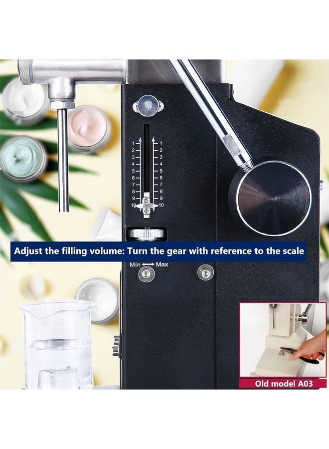 L&E Manual Paste Liquid Filling Machine, 5-50ml Adjustable Bottle Filling Machine, Stainless Steel Liquid Filler with Hopper for Milk Water Juice Essential Oil Shampoo Cosmetic Honey - Image 2