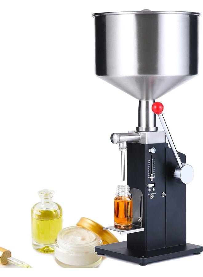 L&E Manual Paste Liquid Filling Machine, 5-50ml Adjustable Bottle Filling Machine, Stainless Steel Liquid Filler with Hopper for Milk Water Juice Essential Oil Shampoo Cosmetic Honey - Image 1