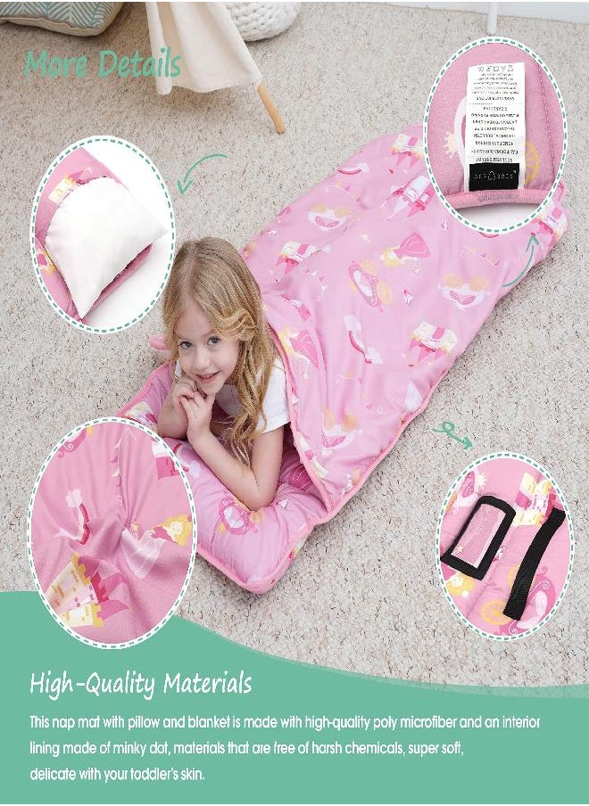 ACRABROS - ACRABROS Toddler Nap Mat with Pillow and Blanket, Extra Large Rolled Napping Mats,Slumber Bags for Boys Girls,Kids Sleeping Bag for Daycare, Preschool Travel Camping,Little Princess - Image 1