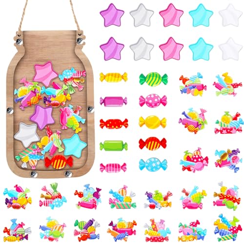 Treela Candy Reward Chart for Kids Toddlers Reward Mason Jar Potty Toddlers Training Positive Behavior Chart for Homeschool Classroom Decor Responsibility Management Tool (7.87x4.72 Inch) - Image 1
