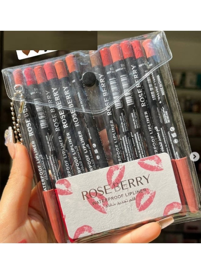 ROSE BERRY 12-Piece Lip Liners -12 Colors lip liners
