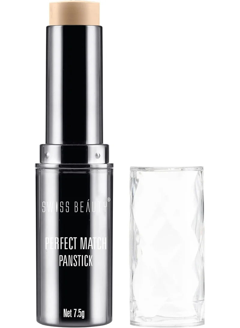 Swiss Beauty Swiss Beauty Perfect Match Panstick Foundation | Lightweight, Full Coverage Foundation With Natural And Dewy Finish For Face Makeup| Easy To Apply With Hand Stick Applicator | Shade-01, 7.5Gm |