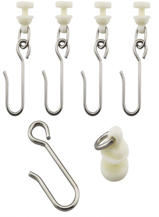 JianLing 30 Pieces Stainless Steel Hooks and 30 Pieces Curtain Track Glider Rail Curtain Hook Rollers for Tracks and Rails - Image 3