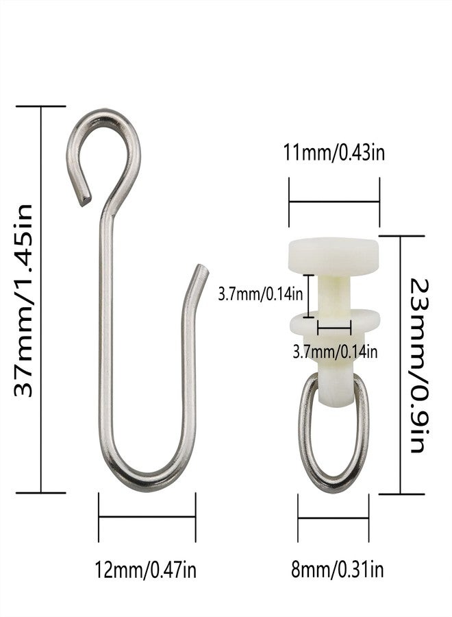 JianLing 30 Pieces Stainless Steel Hooks and 30 Pieces Curtain Track Glider Rail Curtain Hook Rollers for Tracks and Rails - Image 2