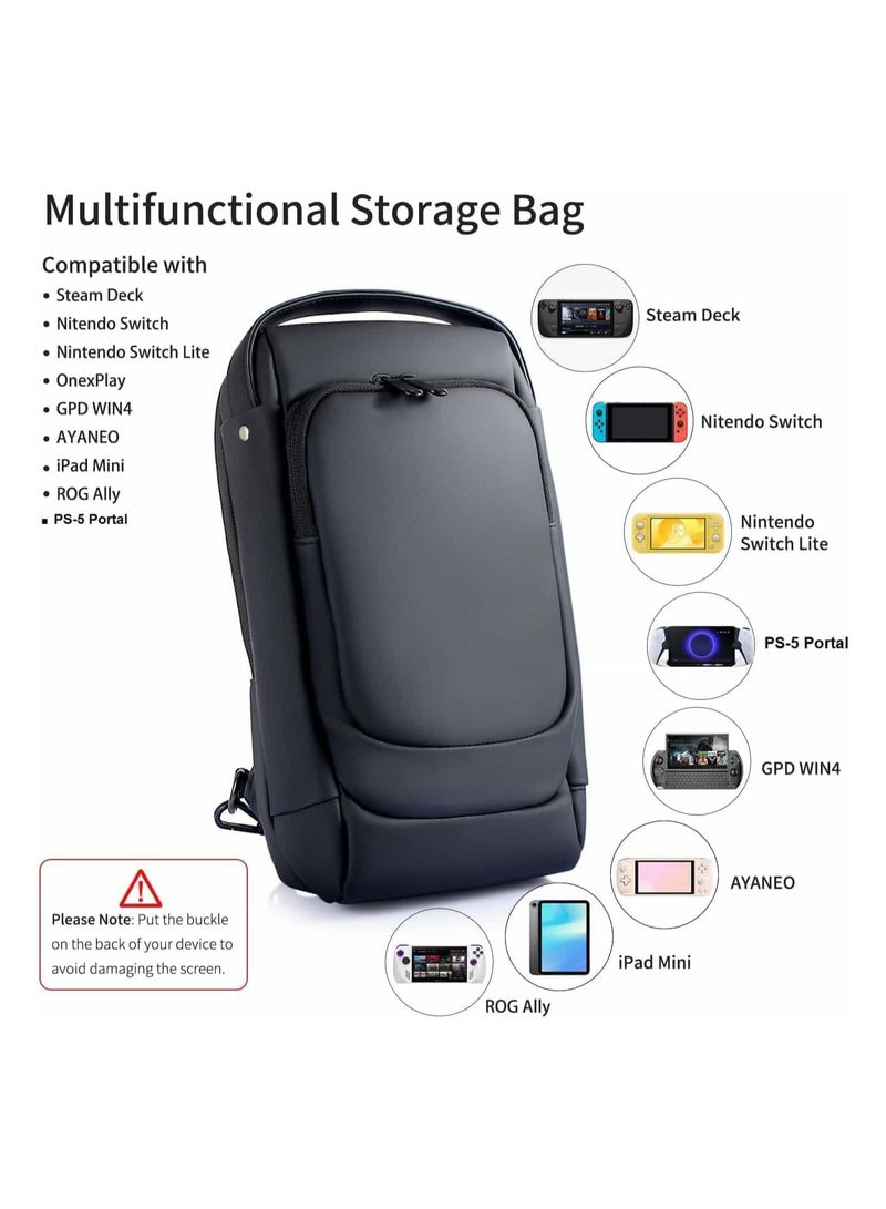 Anmi Carrying Case for Playstation Portal, Shoulder Crossbody Bag for PS5, Steam Deck, Switch console,Nintendo Switch (Black)  - Image 2