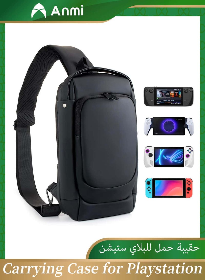 Anmi Carrying Case for Playstation Portal, Shoulder Crossbody Bag for PS5, Steam Deck, Switch console,Nintendo Switch (Black)  - Image 1