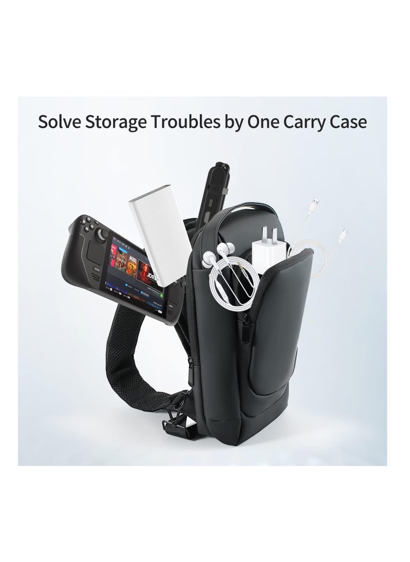 Anmi Carrying Case for PS5 Portal Travel Bag Crossbody Bag for Steam Deck Nintendo Switch ,Waterproof and Shockproof for Protector Travel Case for Playstation Portal (BLACK)  - Image 3