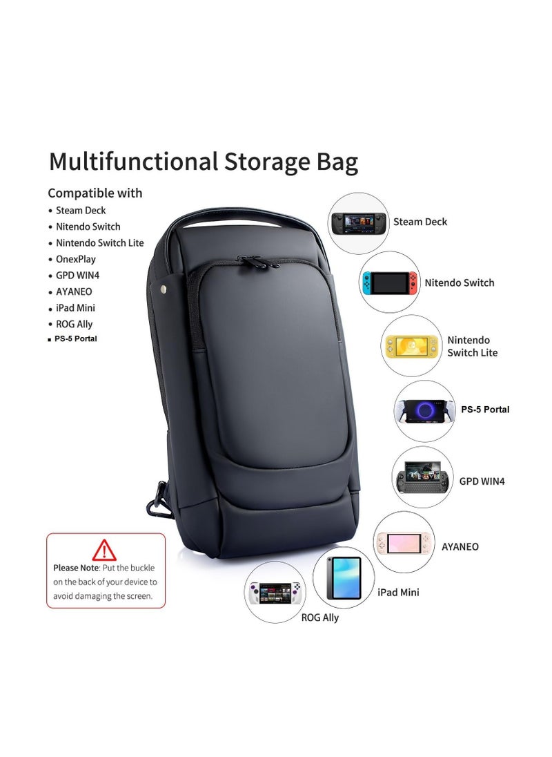 Anmi Carrying Case for PS5 Portal Travel Bag Crossbody Bag for Steam Deck Nintendo Switch ,Waterproof and Shockproof for Protector Travel Case for Playstation Portal (BLACK)  - Image 2