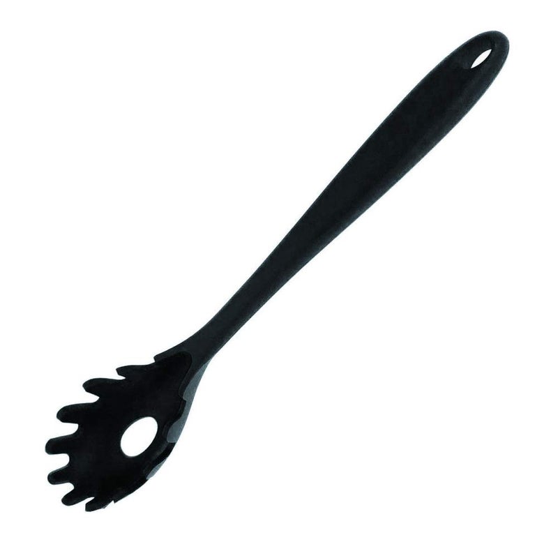 SANTVOLO Spaghetti Spoon Pasta Fork11Inch Silicone Pasta ForkHigh Heat Resistant to 480F Hygienic One Piece Design Spaghetti Strainer  Server Spoon Ideal for cookingBlack 