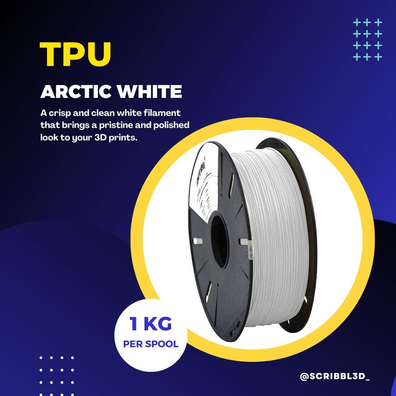 Scribbl3d Premium TPU 1.75mm 3D Printing Filament Dimensional Accuracy +- 0.02mm (Arctic White) - Image 2