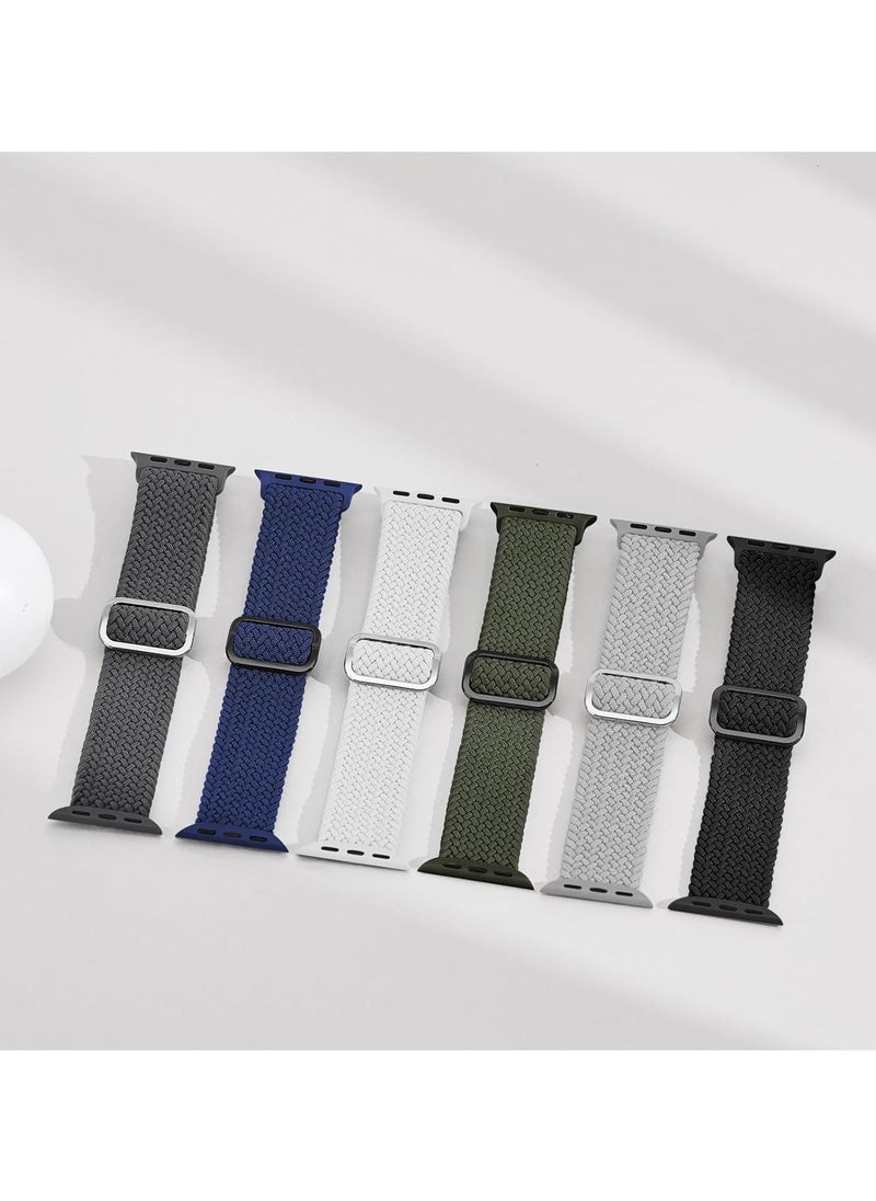 Generic - 6 Pack Braided Stretchy Bands Compatible with Apple Watch Band 38mm 40mm 41mm 42mm Women Men, Adjustable Nylon Solo Loop Elastic Straps for iWatch Series 10 9 8 7 6 5 4 3 SE Ultra - Image 1