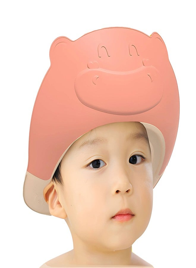 Bembika Baby Shower Cap for Washing Hair, Soft Bathing Baby Shower Cap for Eye Protection and Hair Wash Adjustable Reusable, Waterproof, and Comfortable for Babies � (Bear Pink) - Image 1