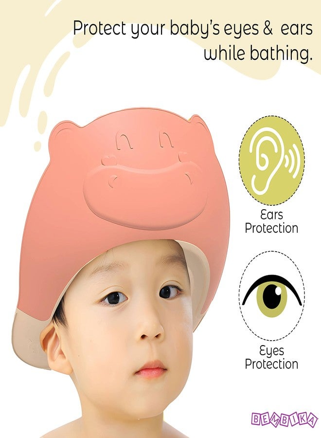 Bembika Baby Shower Cap for Washing Hair, Soft Bathing Baby Shower Cap for Eye Protection and Hair Wash Adjustable Reusable, Waterproof, and Comfortable for Babies � (Bear Pink) - Image 4