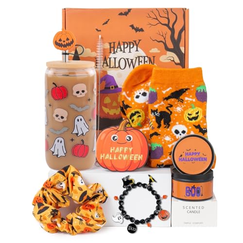 Ithmahco 2025 Boo Basket Stuffers For Women Teens Girl Halloween Baskets Spooky Gifts Boo Box For Her Teacher Halloween Party Decorations For Adults Themed Gifts Bat Pumpkin Baskets - Image 1