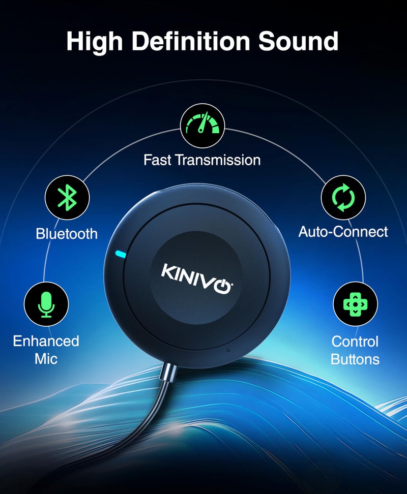 Kinivo BTC450 Bluetooth Car Kit (Hands-Free, AUX Bluetooth Adapter for Cars with Ground Loop Noise Isolator, 3.5mm Aux Input, Apt-X) - Image 2