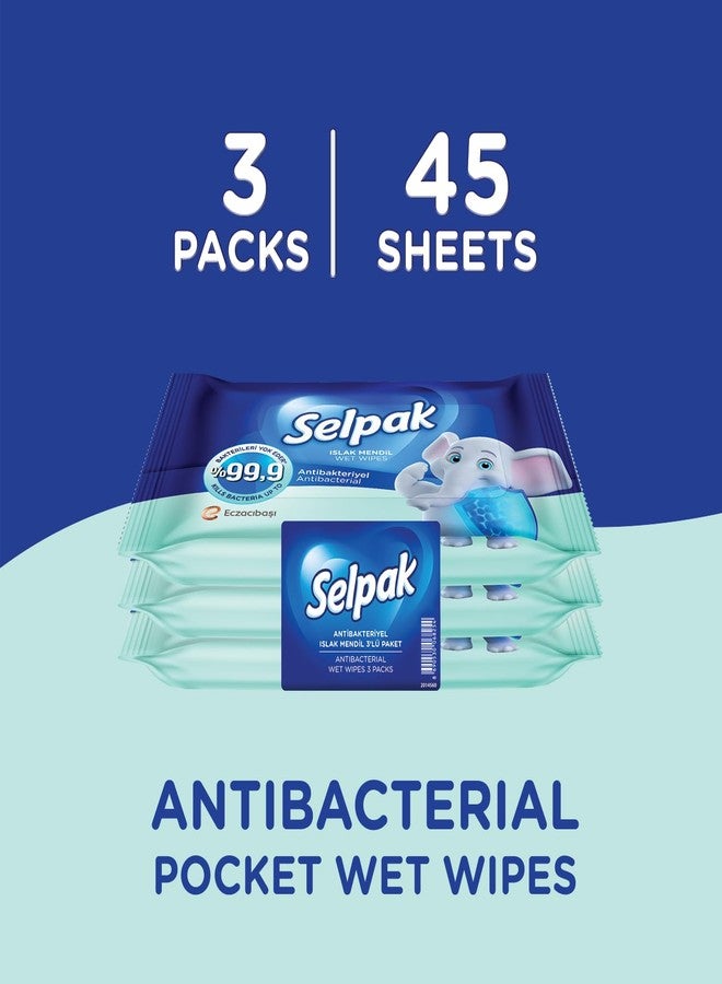 SELPAK Antibacterial Wet Wipes 3 Packs of 15sheets each - Image 2