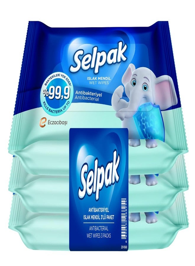 SELPAK Antibacterial Wet Wipes 3 Packs of 15sheets each - Image 1