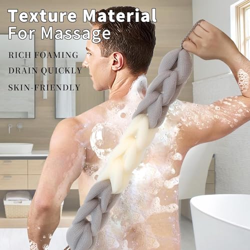 INSIME Body back scrubber for bathing for men & women | Long stretch Loofah back scrubbing body scrubber for bathing | Soft Exfoliating sponge body wash scrubber | Shower Scrub bath accessories for women & men (Pack of 1) - Image 3