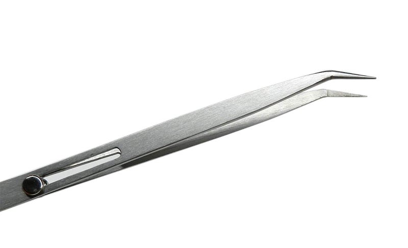 Thermo Curved Slide Button Locking Tweezer with Fine Tip (12 cms) (1 Piece) - Image 4