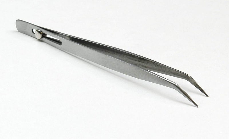 Thermo Curved Slide Button Locking Tweezer with Fine Tip (12 cms) (1 Piece) - Image 3