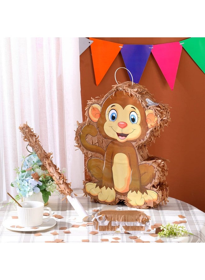 Sratte Monkey Pinata Bundle With Blindfold And Bat 16 X 12 X 3 Inch Cute Monkey Pinata For Girls Boys Animal Pinata Kids Birthday Party Decor For Animal Theme Birthday Party Game Supplies Photo Prop - Image 4