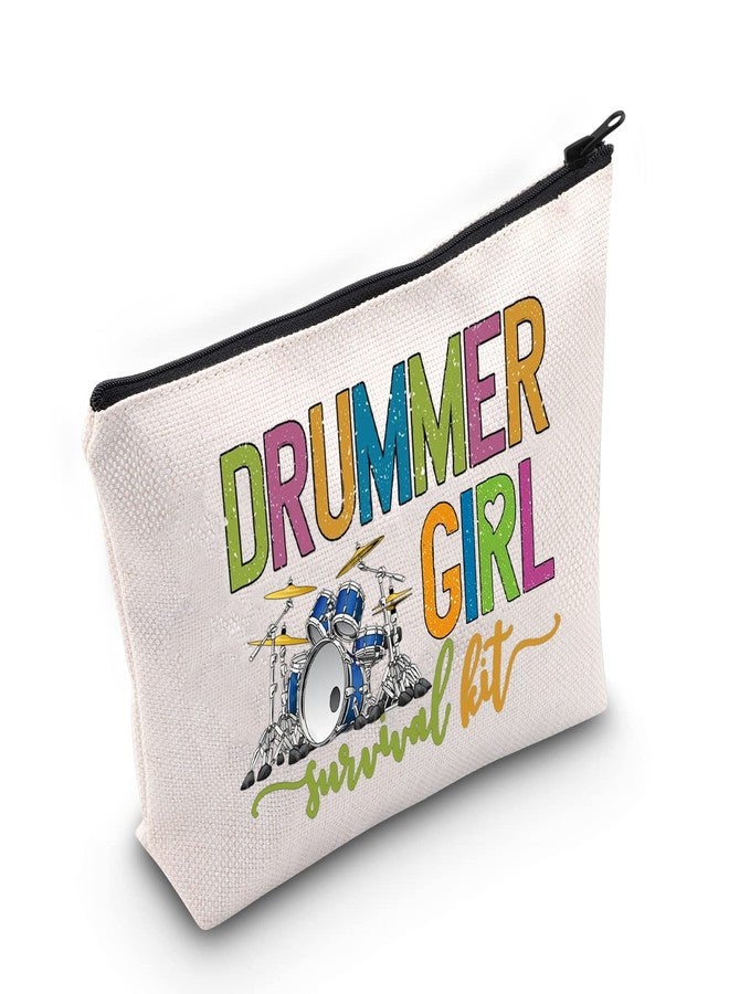 LEVLO Drummer Girl Cosmetic Make Up Bag Drum Player Gift Drummer Girl Survival Kit Makeup Zipper Pouch Bag (Drummer Girl) - Image 1
