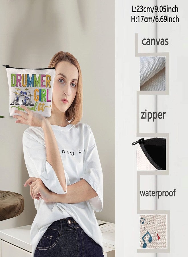 LEVLO Drummer Girl Cosmetic Make Up Bag Drum Player Gift Drummer Girl Survival Kit Makeup Zipper Pouch Bag (Drummer Girl) - Image 3