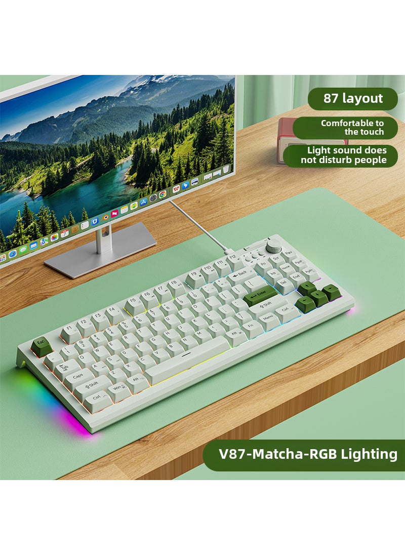 Generic - Voyager V87 Bluetooth Wireless Keyboard Mouse Combo Silent Charging Matcha green [RGB light effect] wired - Image 1