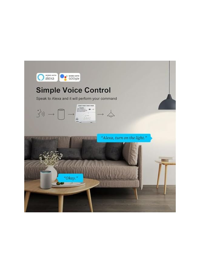 PROMASS Smart WiFi Wireless Relay Switch Module, Smart WiFi Wireless Light Switch, Tuya 4CH AC 85-250V/ USB 5V Smart Life Remote Control Dry Contact Momentry Switch Compatible with Alexa and Google Home - Image 2