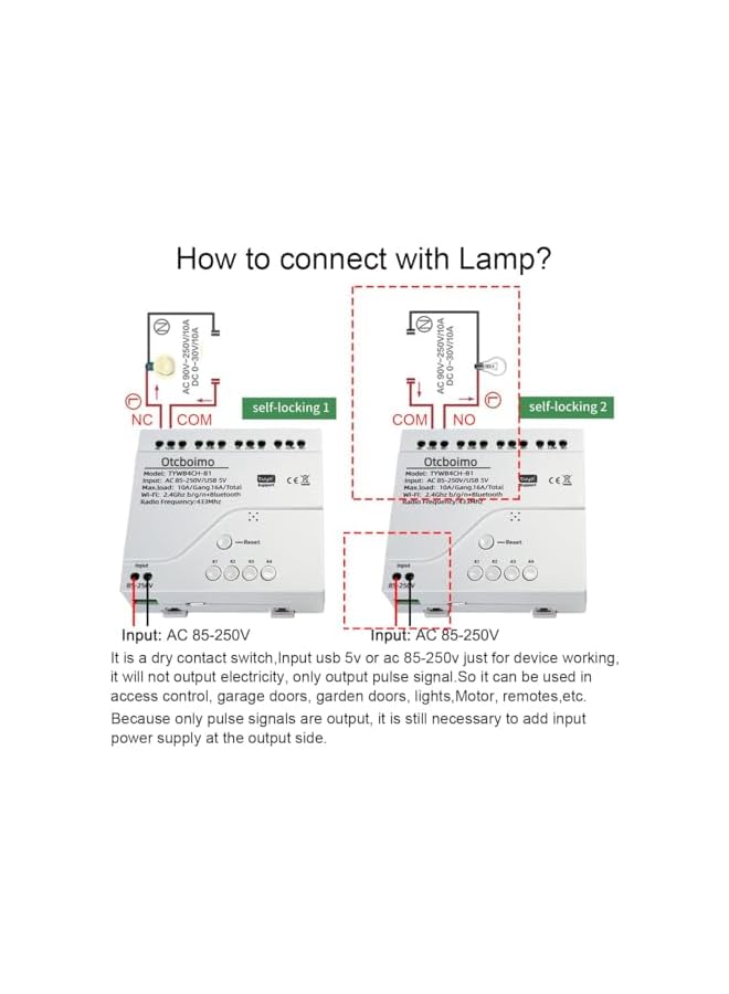 PROMASS Smart WiFi Wireless Relay Switch Module, Smart WiFi Wireless Light Switch, Tuya 4CH AC 85-250V/ USB 5V Smart Life Remote Control Dry Contact Momentry Switch Compatible with Alexa and Google Home - Image 4