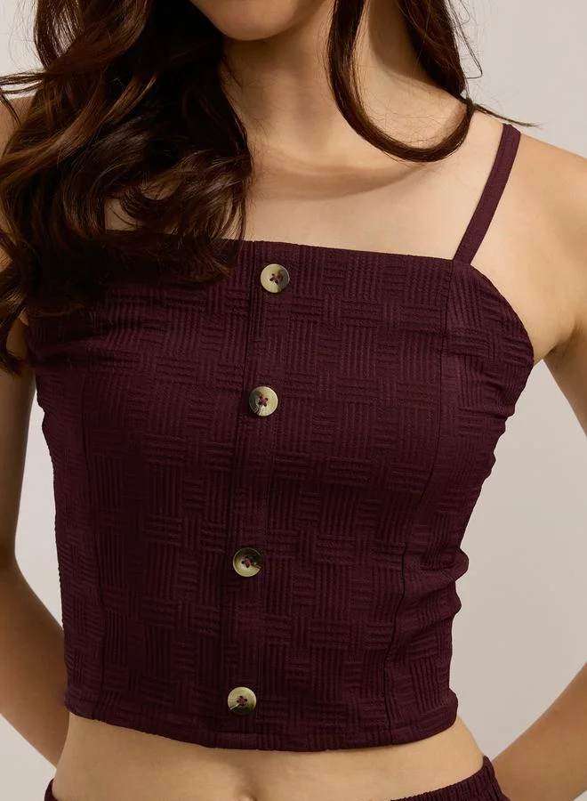 Outzidr  Maroon Solid Crop Top and Pants Co-Ords for Women | Best Price UAE