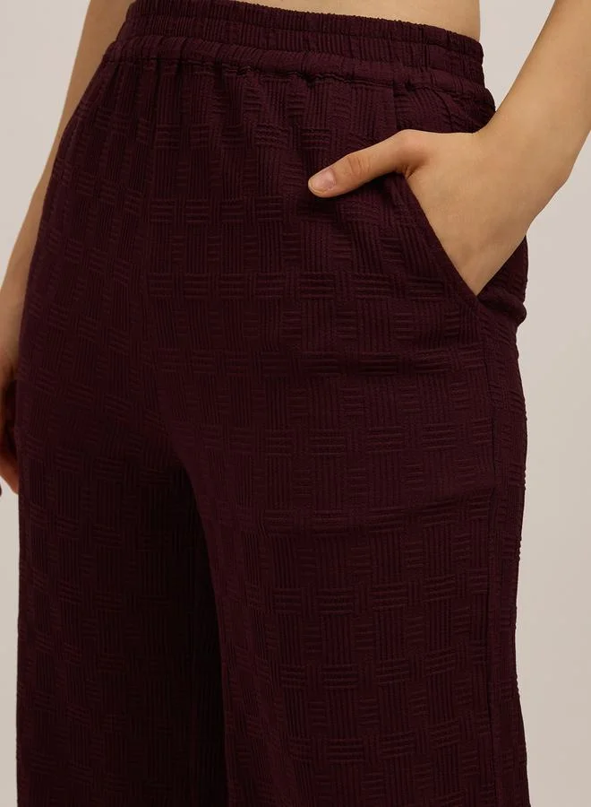 Outzidr  Maroon Solid Crop Top and Pants Co-Ords for Women | Best Price UAE