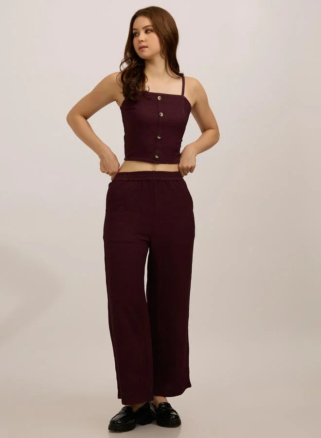 أوجيدر طقم منسق من بنطال وبلوزة سادة قصيرة