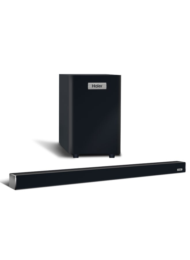 Haier 2.1 CH Bluetooth 120W Wireless Sound Bar Speaker with Subwoofer - HSD3A040B Black - Image 1
