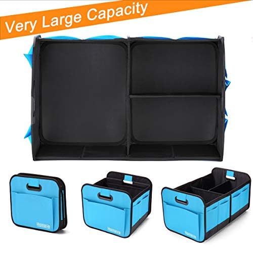 Homeve Car Trunk Organizer for SUV 185Gal Large Capacity NoSag Heavy Duty Foldable Waterproof AntiSlip Storage with 12 Pockets Fit Sedan Truck Universal Car Accessories Blue 2 CompartLarge - Image 3