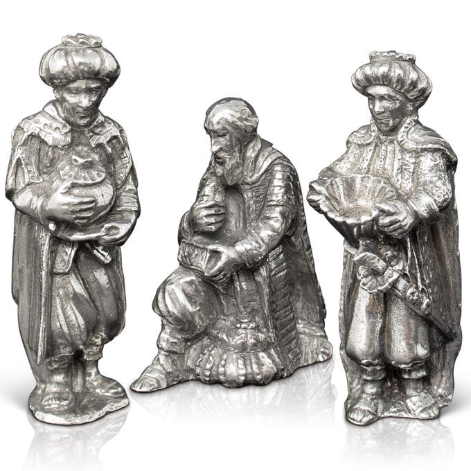 DANFORTH The Three Kings Nativity Set Handcrafted Pewter Nativity Wisemen Figurines Made in USA