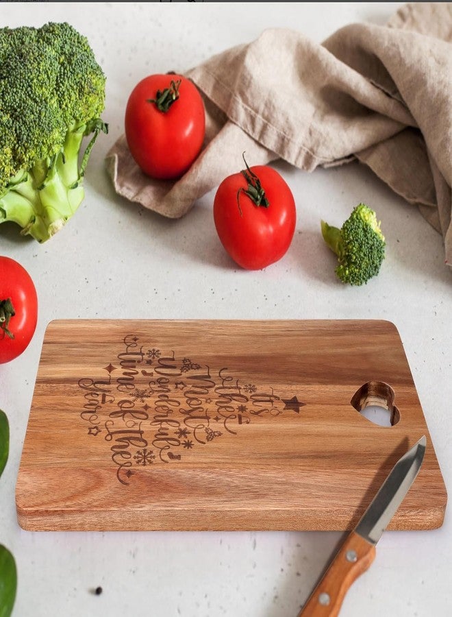 Renawe Christmas Gift for Her Women Charcuterie Board Kitchen Decor Tray Wooden Cutting Boards Xmas Decorations Holiday Platter Present Ideas for Wife Mom Wood Decorative Christmas Tree Cheese Board - Image 5