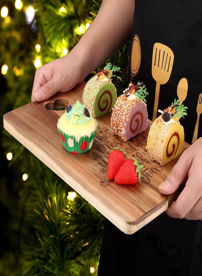 Renawe Christmas Gift for Her Women Charcuterie Board Kitchen Decor Tray Wooden Cutting Boards Xmas Decorations Holiday Platter Present Ideas for Wife Mom Wood Decorative Christmas Tree Cheese Board - Image 3