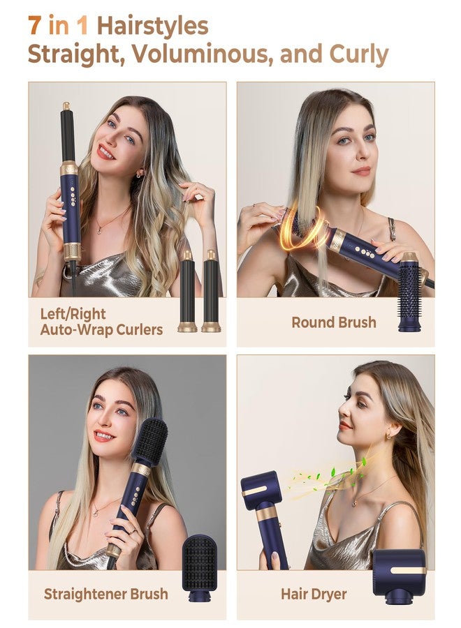 UKLISS Hair Dryer Brush 7 in 1，110000 RPM Hair Dryer with Diffuser for Curly & Twisted Hair Professional Ionic Brush Blow Dryer for Salon-Quality Styling (Blue Gold) - Image 2