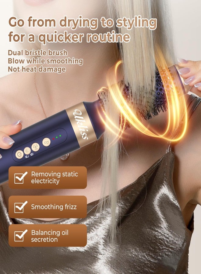 UKLISS Hair Dryer Brush 7 in 1，110000 RPM Hair Dryer with Diffuser for Curly & Twisted Hair Professional Ionic Brush Blow Dryer for Salon-Quality Styling (Blue Gold) - Image 5