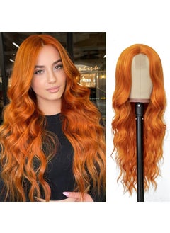 NAYOO NAYOO Long Orange Wigs for Women  26 Long Orange Ginger Wavy Wig Natural Looking Orange Hair Wigs Easy to Put Orange Curly wig Heat Resistant Synthetic Wig Halloween Wig Cosplay WigOrange 