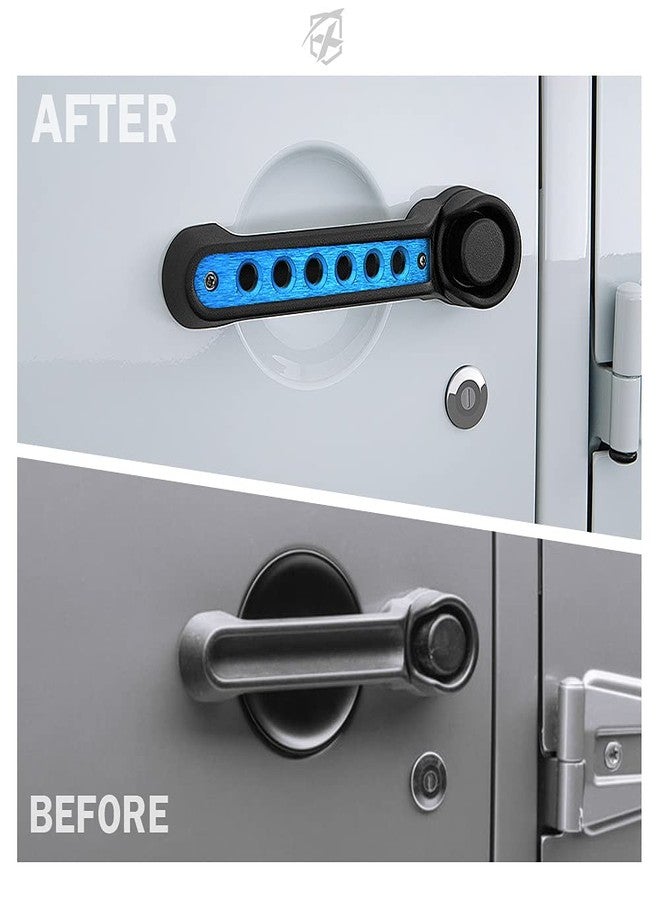 Xprite 5 Pcs/Sets Brushed Aluminum Door Grab Handle Inserts Cover Trim for 2007-2018 Jeep Wrangler JK & Unlimited 4 Door-Blue - Image 3