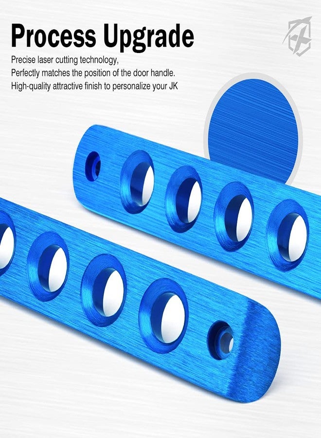 Xprite 5 Pcs/Sets Brushed Aluminum Door Grab Handle Inserts Cover Trim for 2007-2018 Jeep Wrangler JK & Unlimited 4 Door-Blue - Image 4