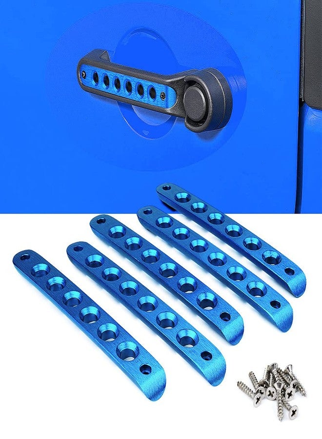 Xprite 5 Pcs/Sets Brushed Aluminum Door Grab Handle Inserts Cover Trim for 2007-2018 Jeep Wrangler JK & Unlimited 4 Door-Blue - Image 1